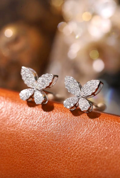 Natural Diamond Butterfly Stud Earrings 18K White Gold, Diamond Butterfly Earrings, Butterfly Diamond Earrings, Diamond Cluster Stud Earrings, White Gold Diamond Earrings, 18k White Gold Diamond Stud Earrings, Natural Diamond Cluster Stud Earrings 18k White Gold, Natural Diamond Earrings For Women, Natural Diamond Stud Earrings, 18k White Gold Diamond Earrings, Diamond Earrings 18k Gold