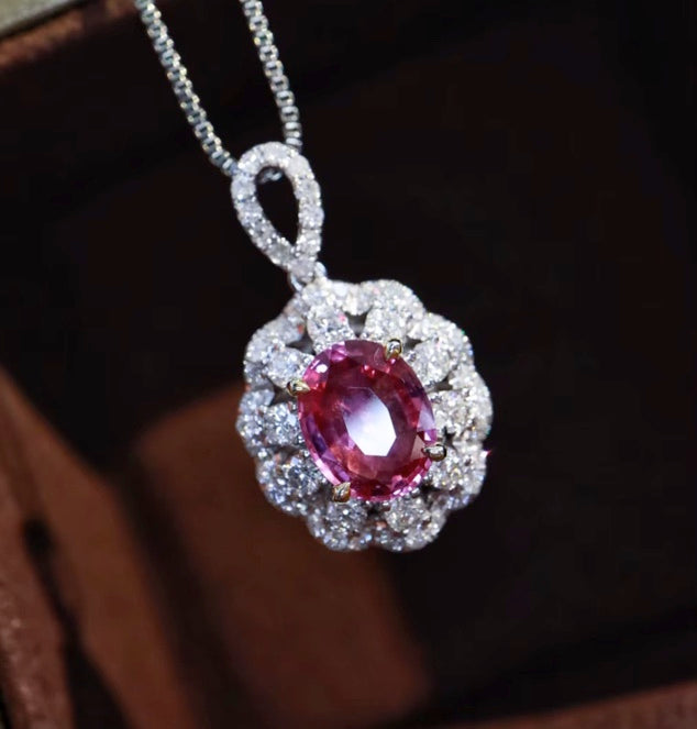 1.50Ct Pink Sapphire & Diamond Pendant Necklace 18K White Gold, Pink Sapphire & Diamond Pendant Necklace 18K White Gold, Pink Sapphire, Pink Sapphire Necklace, Pink Sapphire Pendant Necklace, Sapphire Necklace, Sapphire Pendant Necklace, White Gold Sapphire Pendant, White Gold Sapphire Necklace, Natural Sapphire, Natural Sapphire Pendant, Natural Pink Sapphire, Pink Sapphire, Pink Sapphire & Diamond, Sapphire & Diamond, Sapphire & Diamond Pendant, Natural Diamond and Sapphire, Sapphire Diamond Pendant