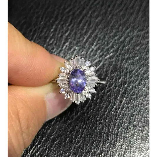 Purple Tanzanite Cluster Ring VVS1 5x7mm