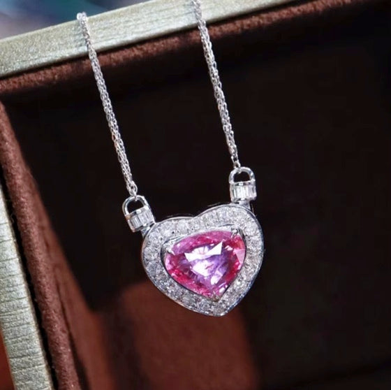 1.44Ct Natural Pink Sapphire Heart Pendant Necklace 18K White Gold, Pink Sapphire & Diamond Pendant Necklace 18K White Gold, Pink Sapphire, Pink Sapphire Necklace, Pink Sapphire Pendant Necklace, Sapphire Necklace, Sapphire Pendant Necklace, White Gold Sapphire Pendant, White Gold Sapphire Necklace, Natural Sapphire, Natural Sapphire Pendant, Natural Pink Sapphire, Pink Sapphire, Pink Sapphire & Diamond, Sapphire & Diamond, Sapphire & Diamond Pendant, Natural Diamond and Sapphire, Sapphire Diamond Pendant