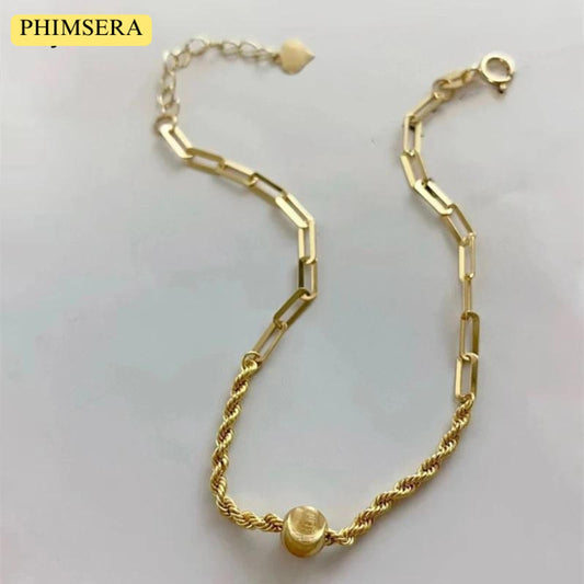 18k Yellow Gold Paperclip Chain Bracelet, Yellow Gold Chain Bracelet Au750