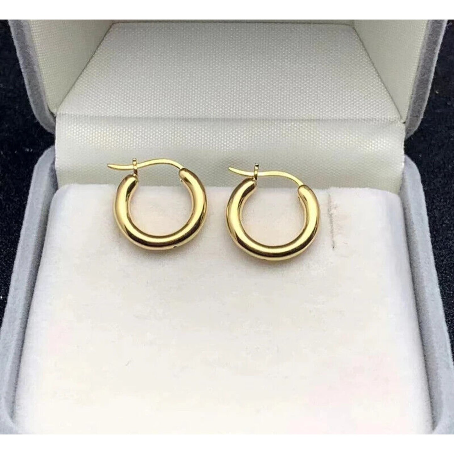 18k Yellow Gold Hoop Earrings, Small Yellow Gold Hoop Earrings Au750, Gold Hoops