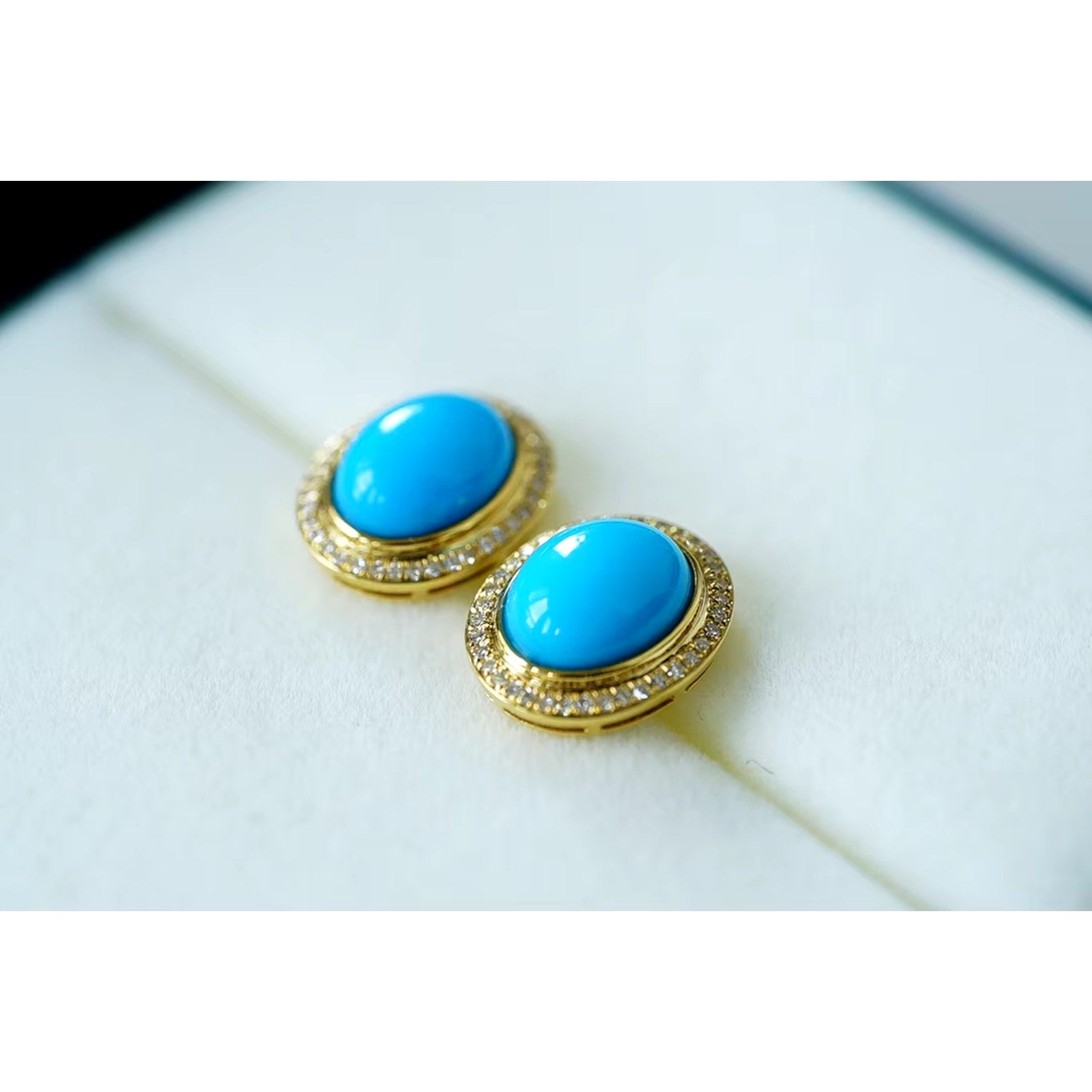 18k Yellow Gold Turquoise Stud Earrings, Natural Turquoise Diamond Earrings, High Quality Turquoise Earrings, Turquoise & Diamond Earrings 18k Gold, 18k Yellow Gold Turquoise Jewelry, Turquoise Earrings 18k Gold, Turquoise Stud Earrings Yellow Gold, 18k Gold Turquoise Earrings, Yellow Gold Turquoise Earrings, White Gold Turquoise Earrings, Natural Turquoise, Real Turquoise Jewelry for Women, Genuine Turquoise