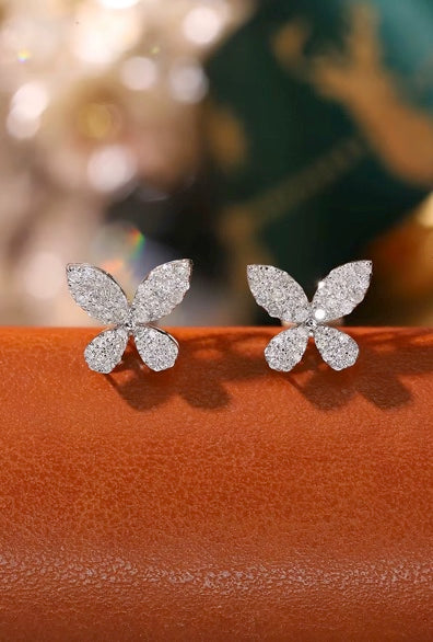 Natural Diamond Butterfly Stud Earrings 18K White Gold, Diamond Butterfly Earrings, Butterfly Diamond Earrings, Diamond Cluster Stud Earrings, White Gold Diamond Earrings, 18k White Gold Diamond Stud Earrings, Natural Diamond Cluster Stud Earrings 18k White Gold, Natural Diamond Earrings For Women, Natural Diamond Stud Earrings, 18k White Gold Diamond Earrings, Diamond Earrings 18k Gold