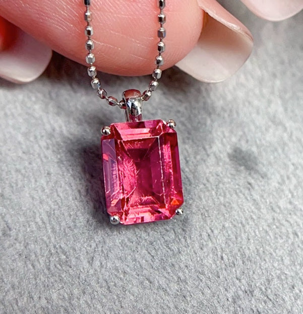 1.6Ct Pink Tourmaline Pendant Necklace 18k White Gold, Natural Pink Tourmaline Pendant Necklace, Pink Tourmaline Pendant, Pink Tourmaline Necklace, Pink Tourmaline, Natural Pink Tourmaline, Tourmaline, Brazilian Tourmaline, Natural Tourmaline, Pendant Necklace, 18k Rose Gold, 18k Gold, Natural Tourmaline Pendant Necklace, Emerald Cut Tourmaline, Tourmaline Jewelry For Women, Natural Tourmaline Jewelry, 18k Gold Tourmaline Necklace, Pink Tourmaline Necklace