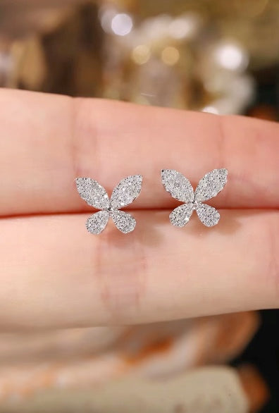 Natural Diamond Butterfly Stud Earrings 18K White Gold, Diamond Butterfly Earrings, Butterfly Diamond Earrings, Diamond Cluster Stud Earrings, White Gold Diamond Earrings, 18k White Gold Diamond Stud Earrings, Natural Diamond Cluster Stud Earrings 18k White Gold, Natural Diamond Earrings For Women, Natural Diamond Stud Earrings, 18k White Gold Diamond Earrings, Diamond Earrings 18k Gold