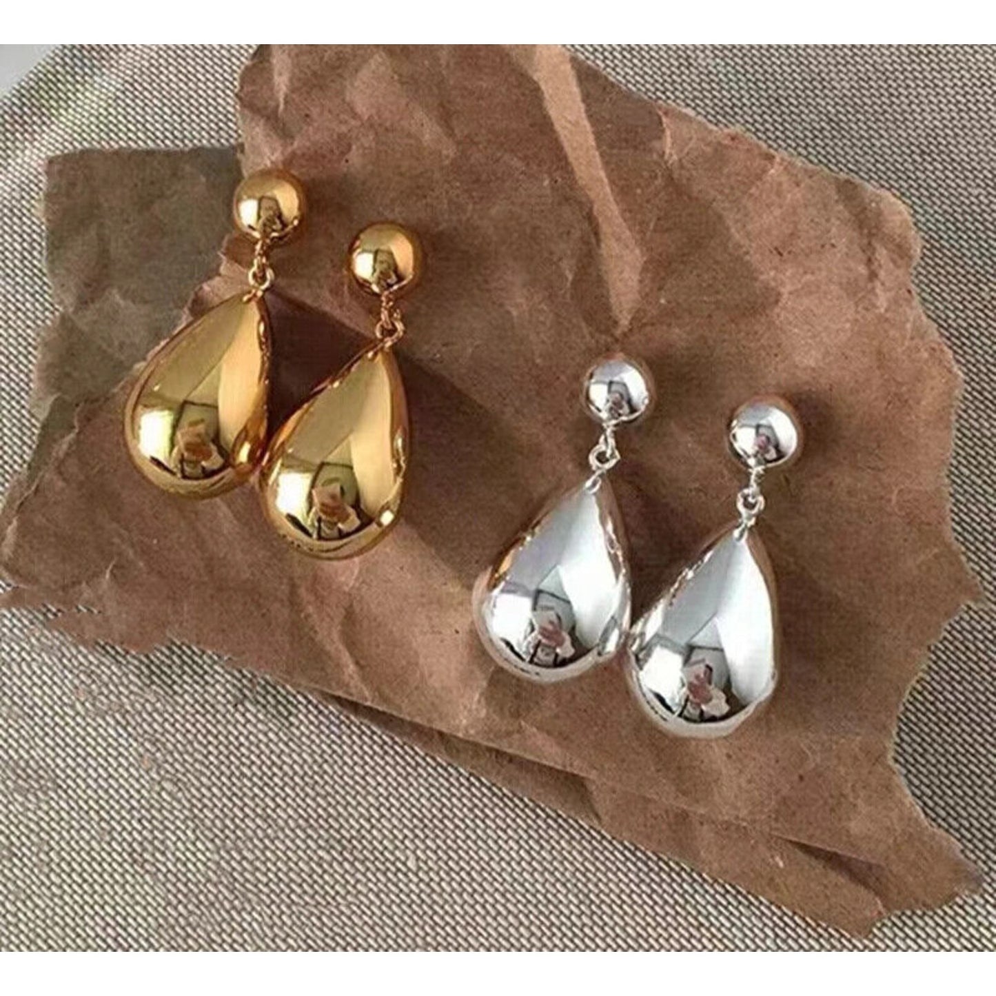 18k Gold Pear Shape Dangle Earrings, Solid Au750 Dangle Earrings 18k Yellow Gold