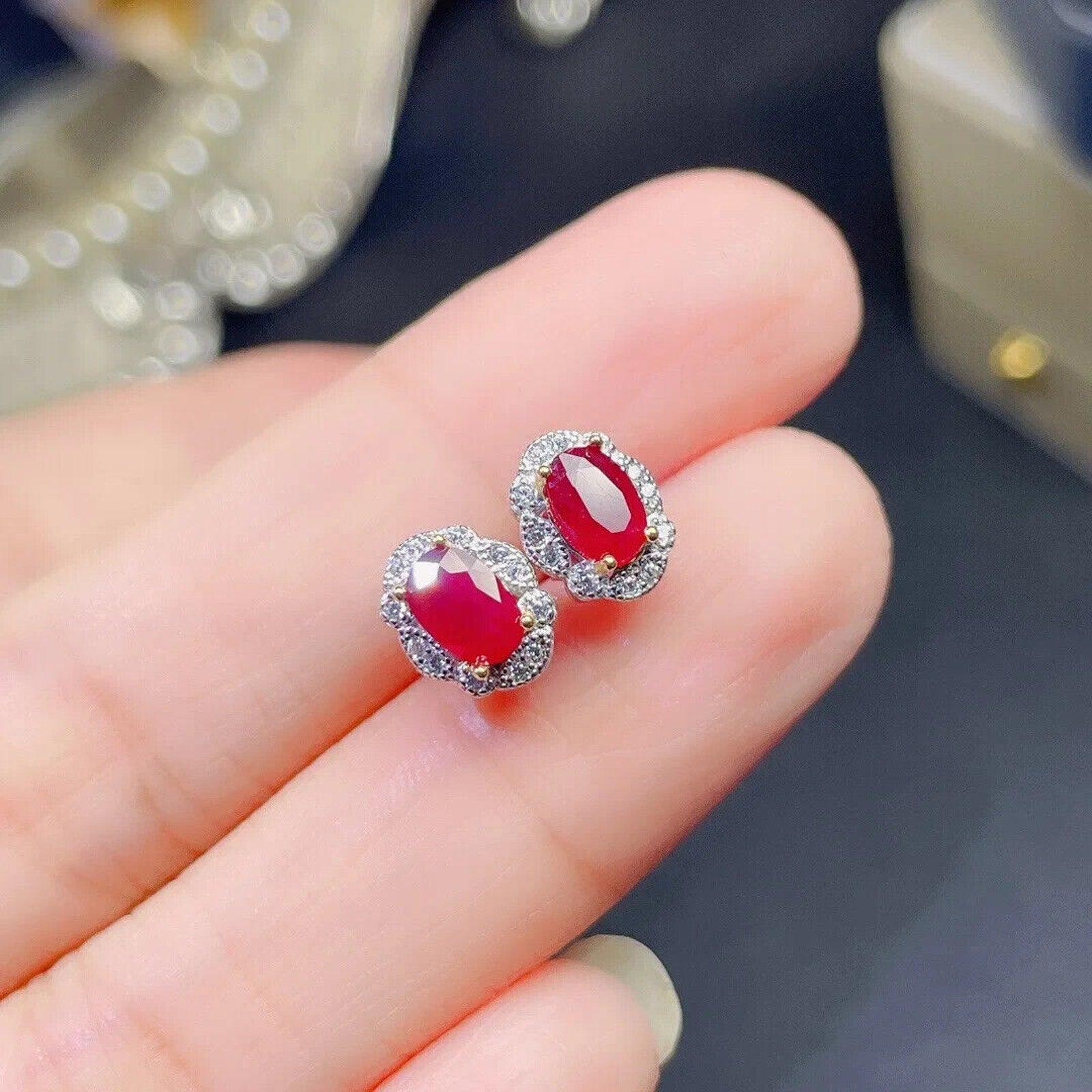 Ruby Earrings, Women's Ruby Earrings, Natural Ruby Earrings, Ruby Jewelry, Sterling Silver Ruby Earrings, Genuine Ruby Earrings, Ruby Stud Earrings, Natural Ruby, Burma Ruby