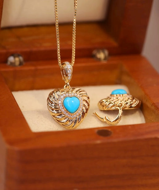 Natural Turquoise & Diamond Heart Pendant and Earring Jewelry Set 18k Gold, Turquoise Heart, Turquoise Heart Necklace, Turquoise Heart Pendant, Turquoise Heart Earrings, Turquoise Heart Jewelry, Natural Turquoise, Natural Turquoise Jewelry, Natural Turquoise Diamond Pendant Necklace 18k White Gold, Natural Turquoise Pendant Necklace, Turquoise Pendant, Turquoise Necklace with Diamond, Turquoise and Diamond Necklace, Turquoise & Diamond Necklace, White Gold Turquoise Necklace, Yellow Gold Turquoise Necklace