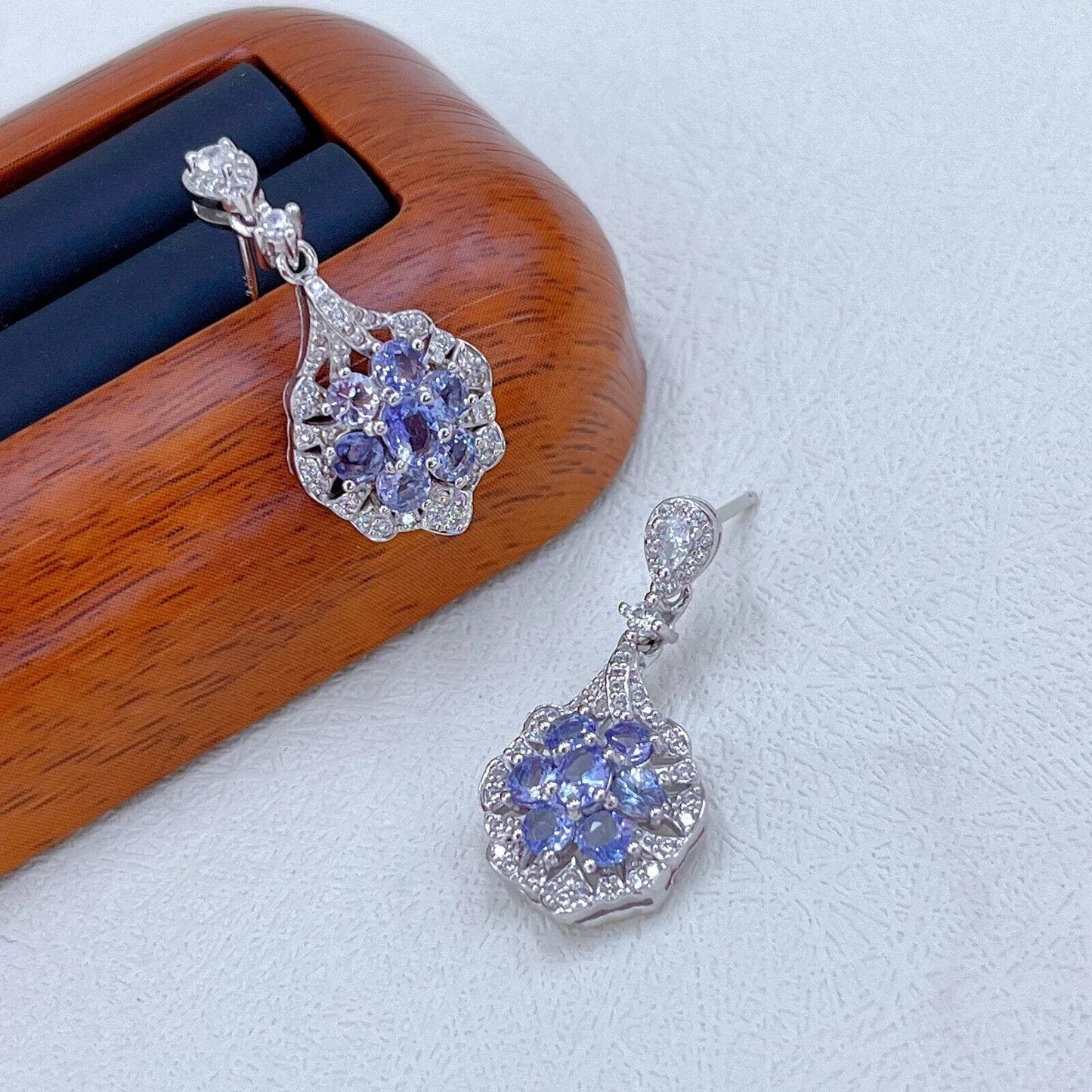 Purple Tanzanite Statement Earrings 13x29mm