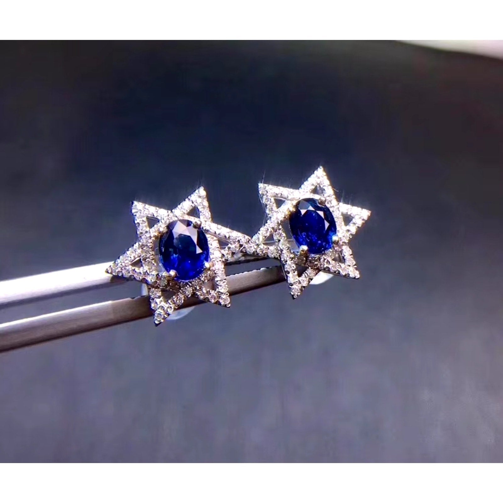 Star of David Earrings, Star of David Sapphire Earrings, Hanukkah Jewelry Gift, Diamond Star of David Earrings, 18k White Gold Star of David Earrings, Sapphire & Diamond Stud Earrings, Diamond & Sapphire Stud Earrings, Sapphire and Diamond Earrings, Sapphire & Diamond Earrings, 18k White Gold Sapphire Earrings, 18k Gold Sapphire & Diamond Earrings, Natural Sapphire & Diamond Earrings, Natural Sapphire and Diamond Earrings, Star of David Jewelry 18k Gold