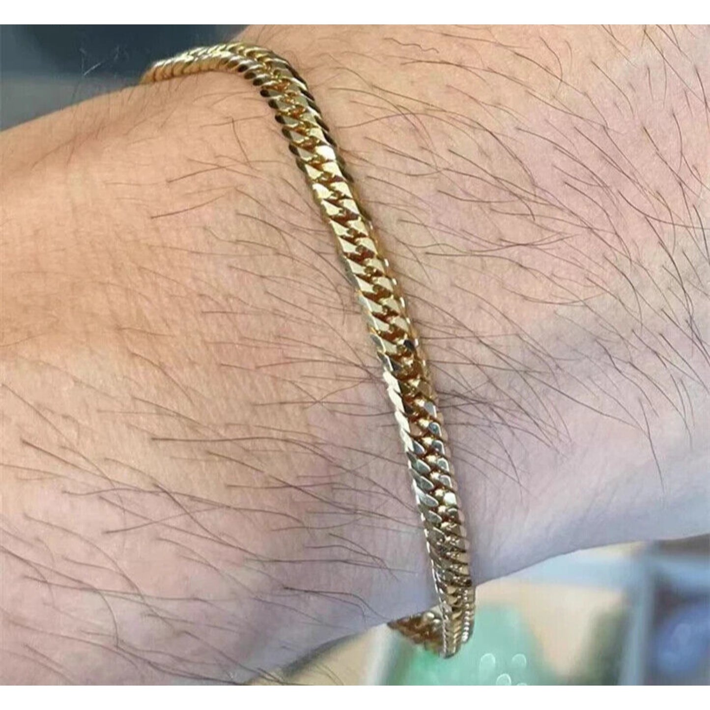 18k Gold Cuban Link Bracelet for Men or Women, 18k Gold Cuban Chain Bracelet