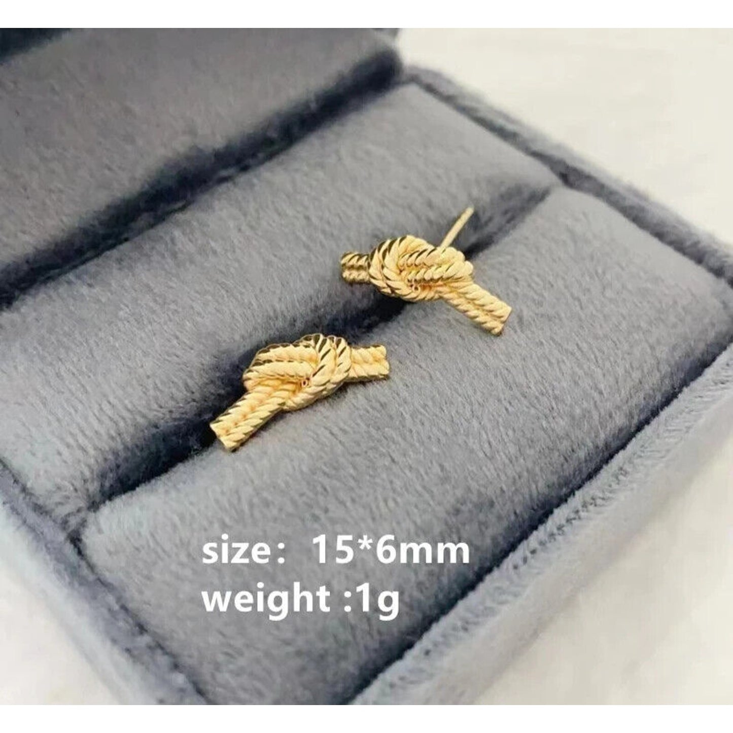 18k Gold Bowknot Stud Earrings, Solid Yellow Gold Bowknot Stud Earrings AU750