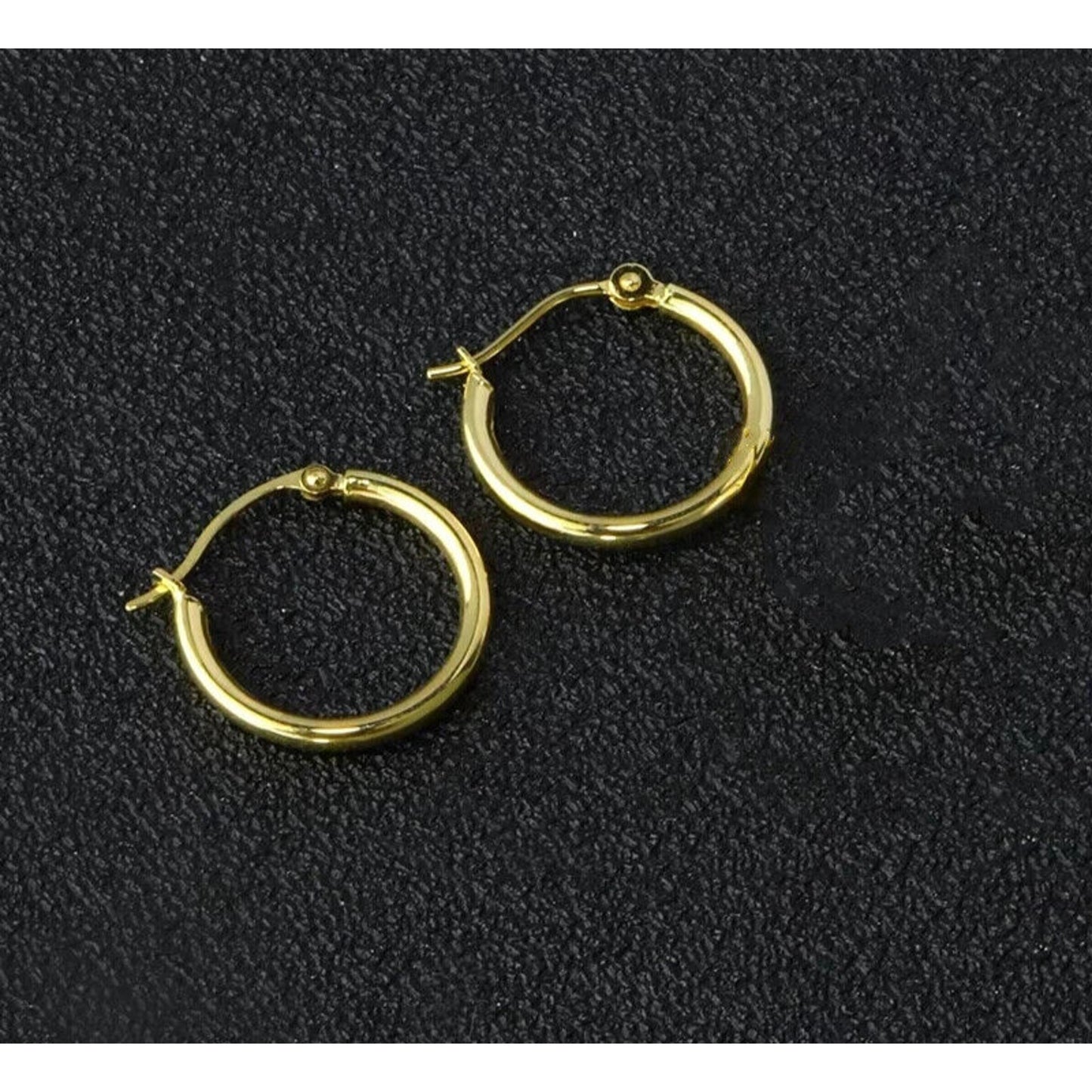 18k Yellow Gold Hoop Earrings, Dainty Yellow Gold Hoop Earrings Au750 Yellow