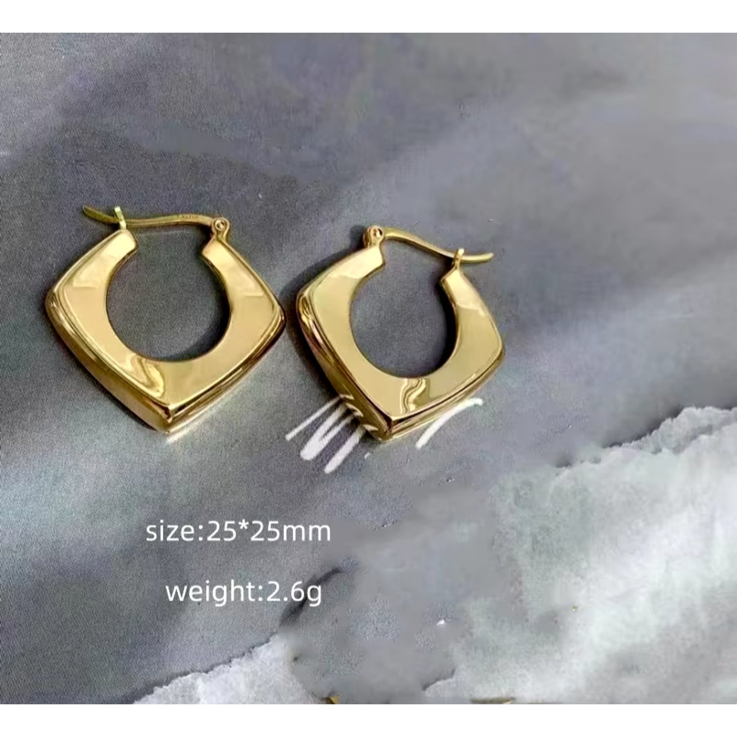 18k Gold Hoop Earrings, Unique 18k Yellow Gold Hoops, Au750 Hoop Earrings