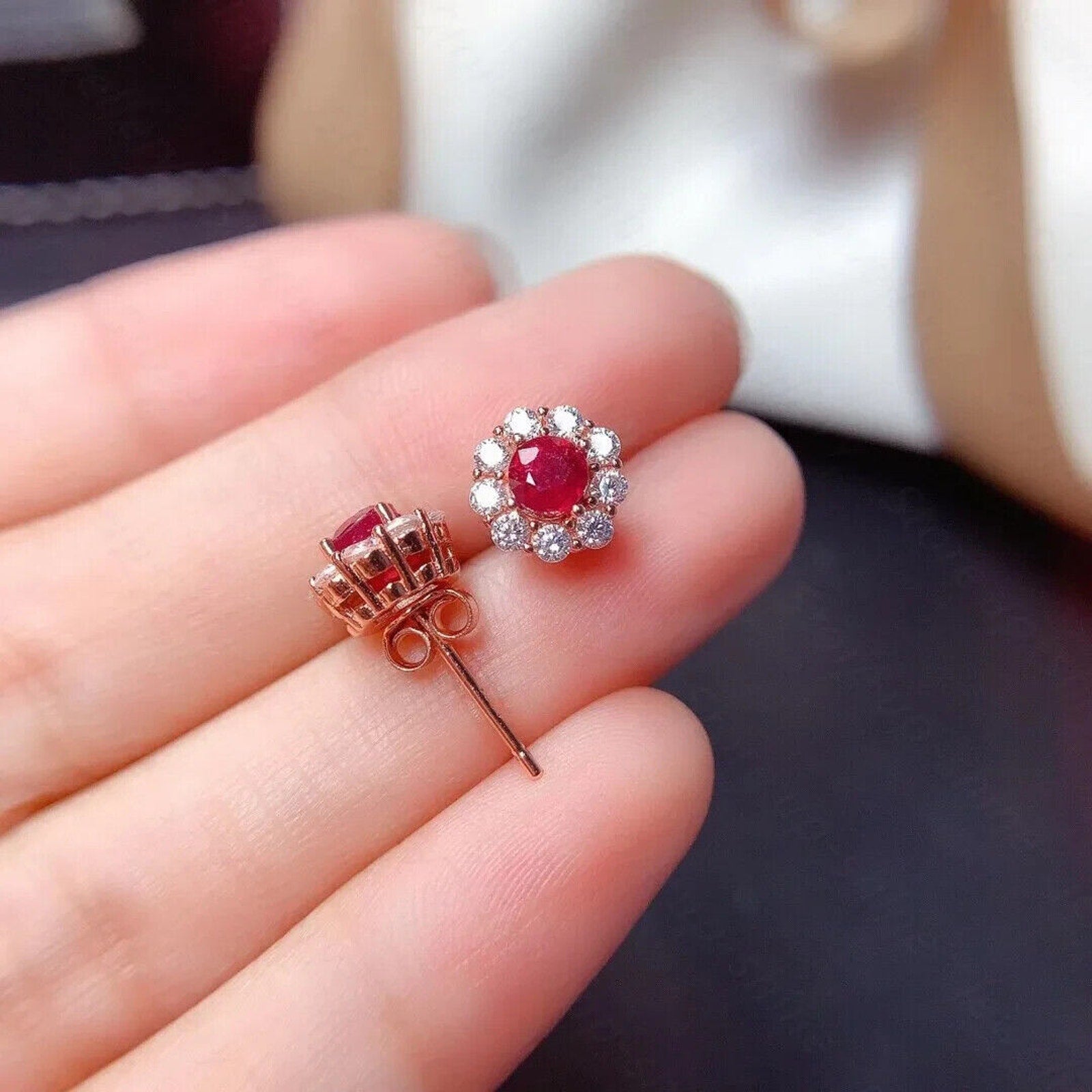 Ruby Earrings, Women's Ruby Earrings, Natural Ruby Earrings, Ruby Jewelry, Sterling Silver Ruby Earrings, Genuine Ruby Earrings, Ruby Stud Earrings, Natural Ruby, Burma Ruby