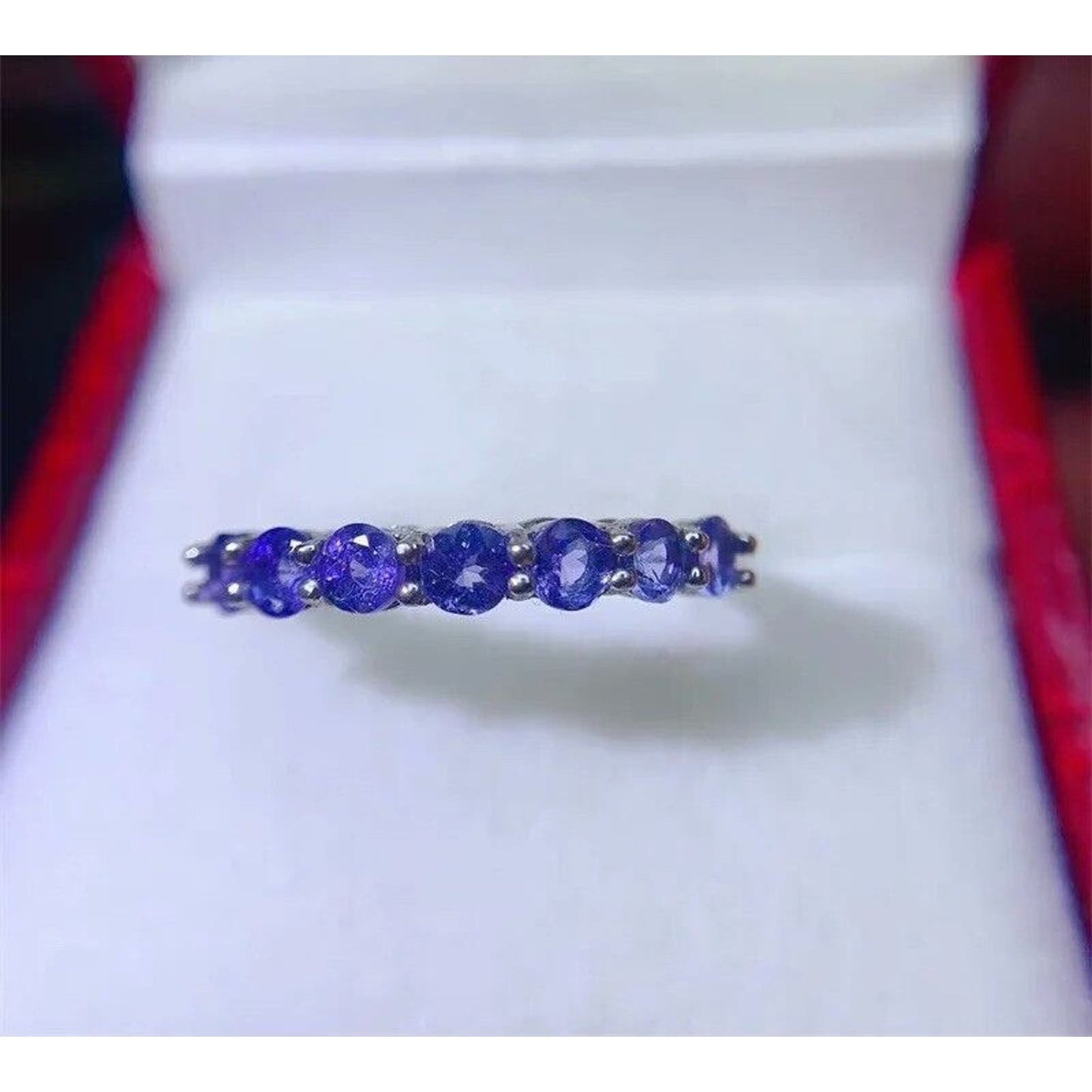 VVS1 Purple Tanzanite Band Ring 3mm Platinum Plated