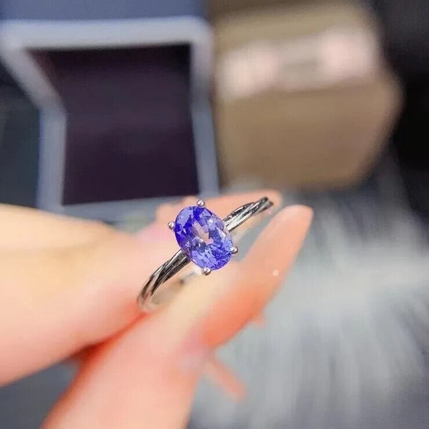 Purple Tanzanite Cocktail Ring 5x7mm VVS1