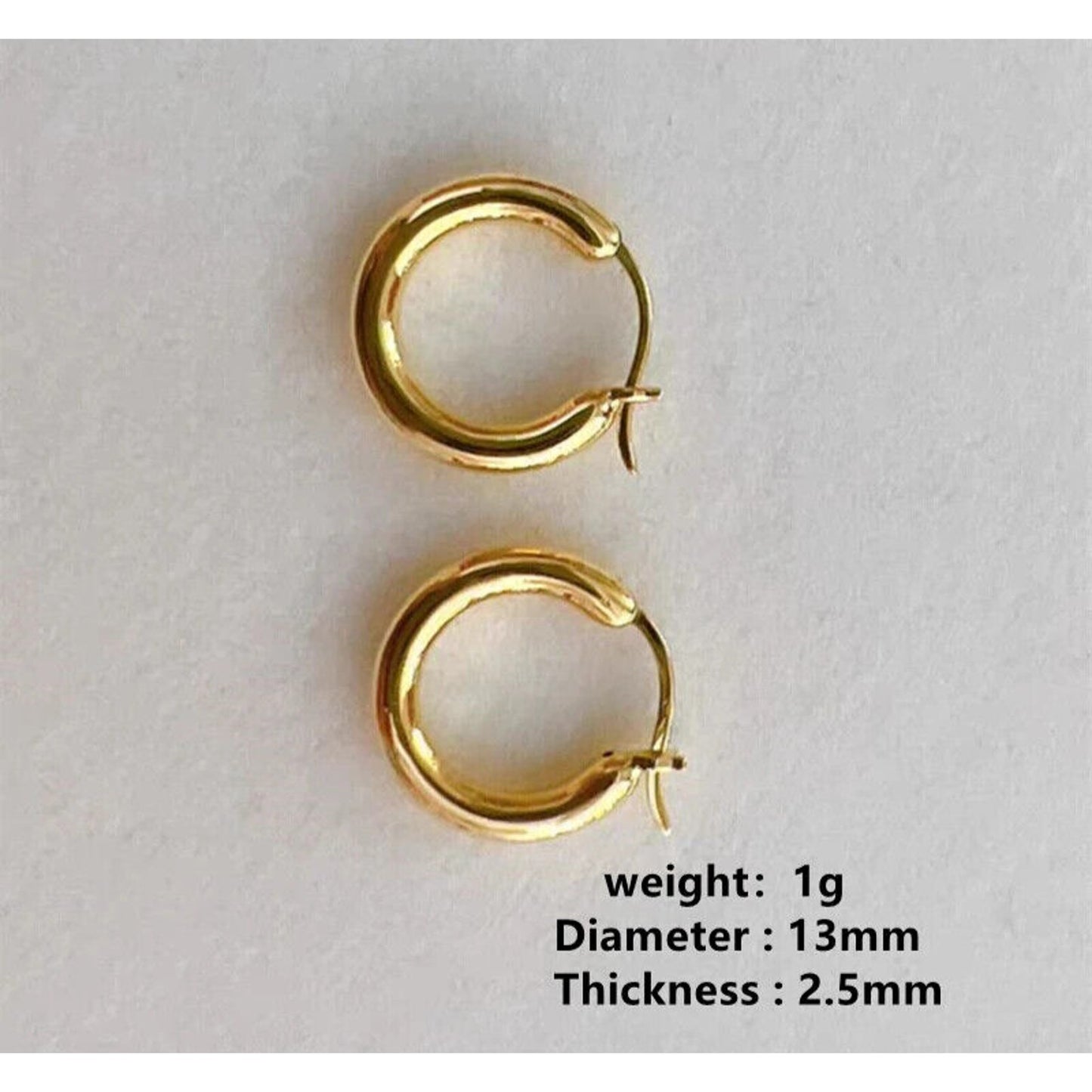 18k Yellow Gold Hoop Earrings, Small Yellow Gold Hoop Earrings Au750, Gold Hoops