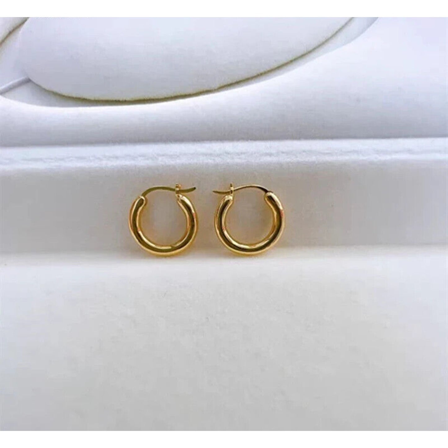 18k Yellow Gold Hoop Earrings, Small Yellow Gold Hoop Earrings Au750, Gold Hoops