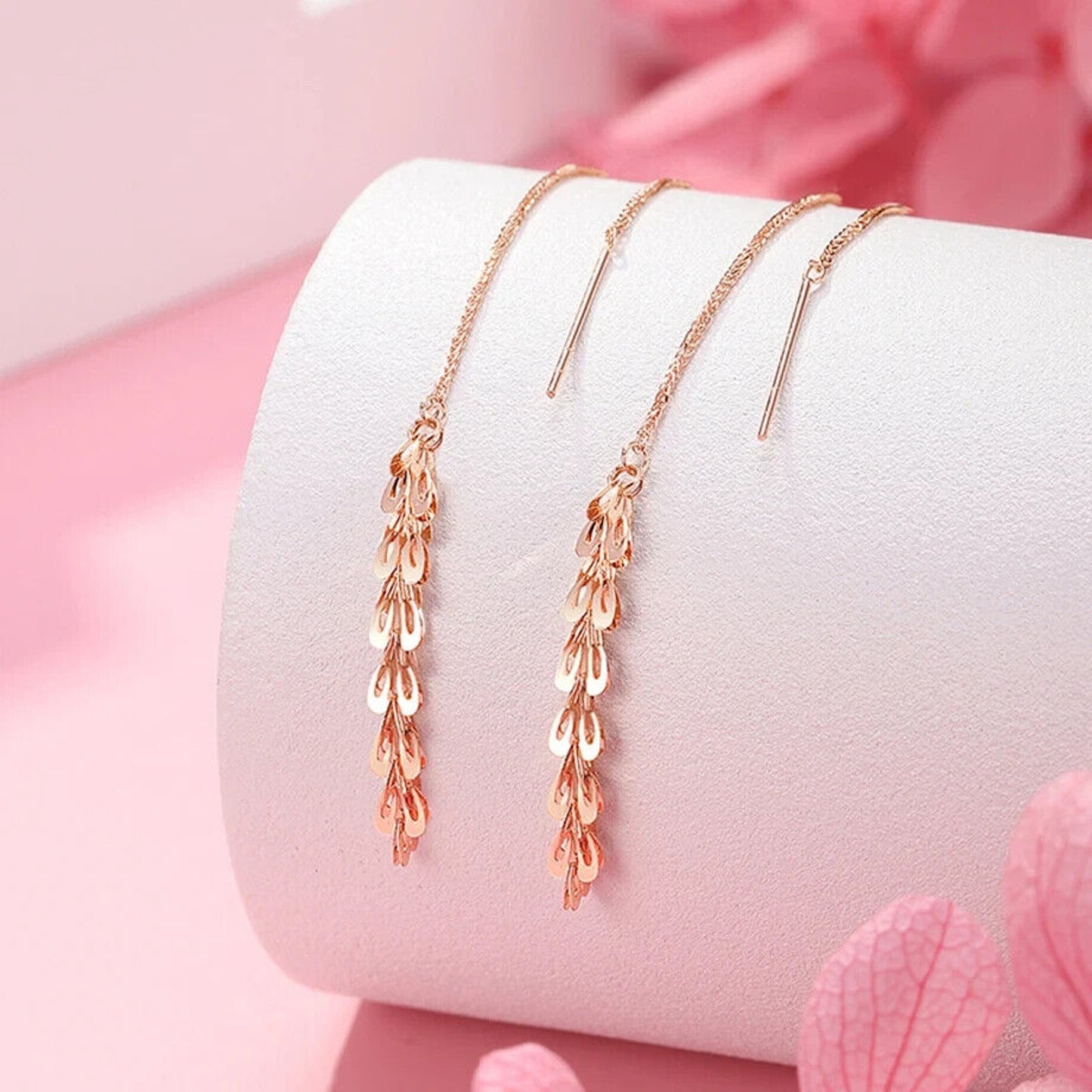 18k Gold Pheonix Dangle Earrings, 18k Gold Chain Earrings, Chain Earrings Gold