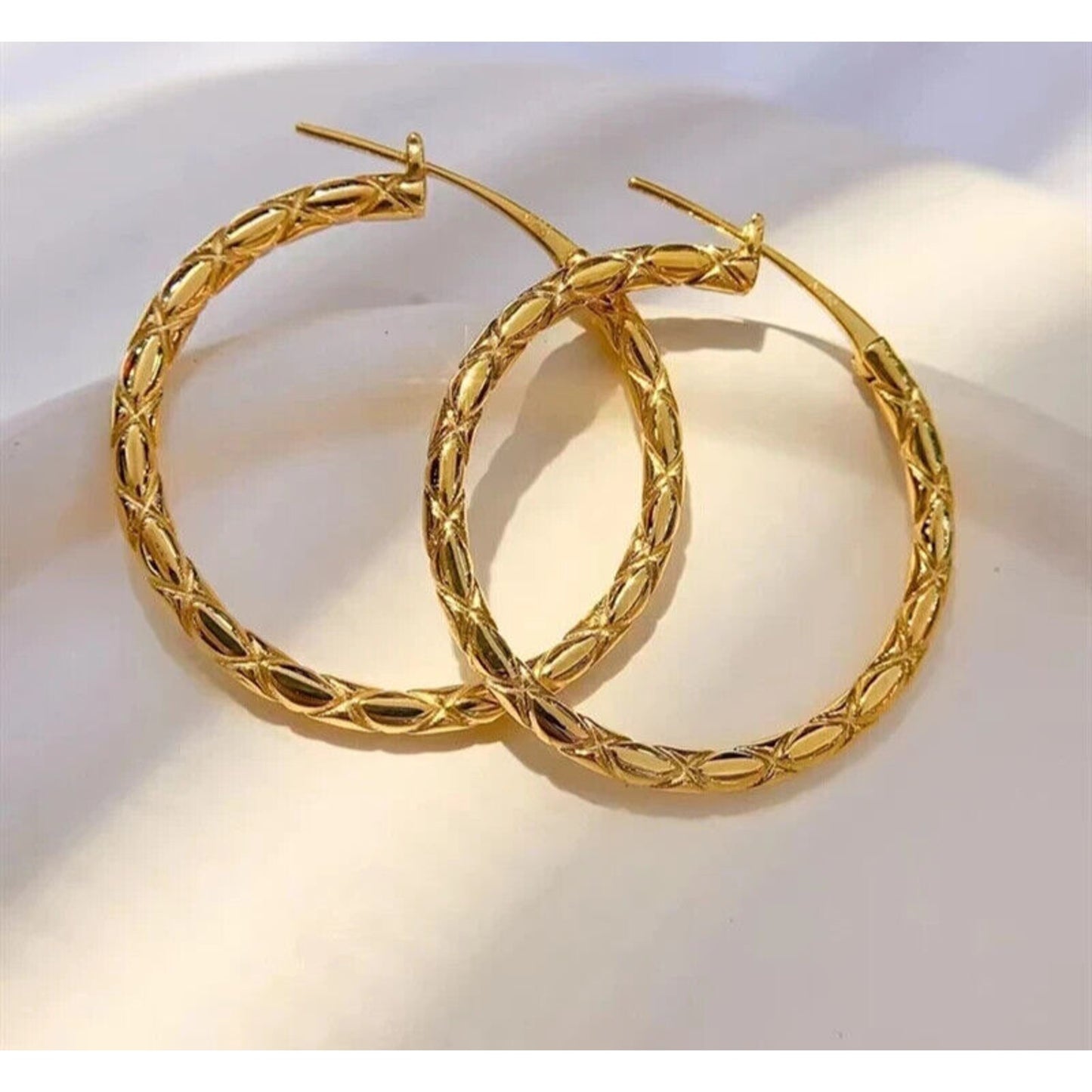 18k Yellow Gold Hoop Earrings 2mm, Large Yellow Gold Hoop Earrings Au750