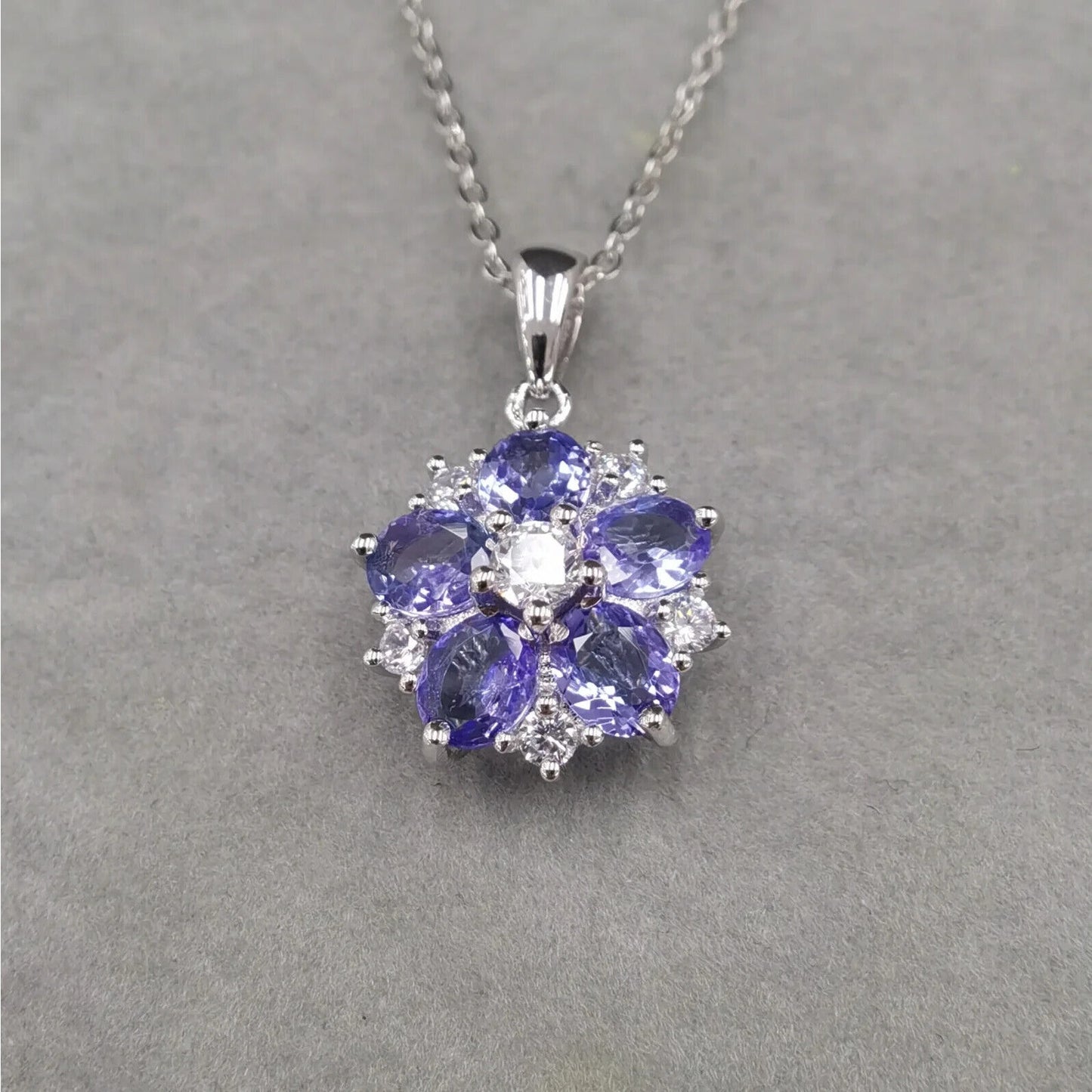 Tanzanite Necklace, Natural Tanzanite, Purple Tanzanite, Authentic Purple Tanzanite, Genuine Purple Tanzanite, Natural Tanzanite Jewelry, Tanzanite Statement Necklace, Tanzanite Pendant Necklace, Tanzanite Charm Necklace, Sterling Silver Tanzanite Necklace, Tanzanite Jewelry For Women, Tanzanite Flower Pendant Necklace