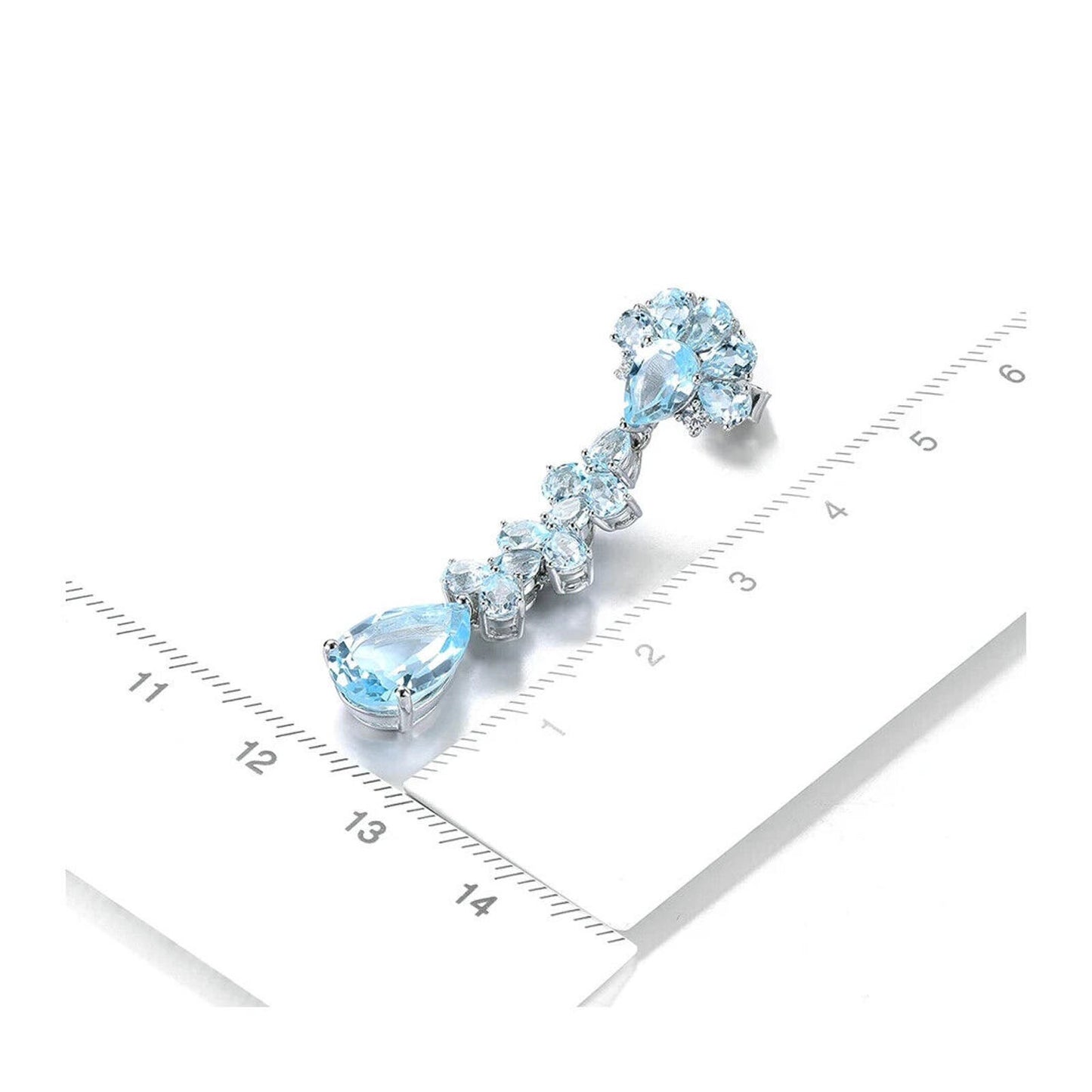 Sky Blue Topaz Long Statement Earrings 16CT