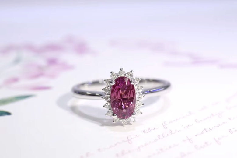 1.03Ct Natural Pink Padparadscha Engagement Ring 18K White Gold, Pink Sapphire Ring, Padparadscha Sapphire, Padparadscha Sapphire Wedding Ring, Padparadscha Sapphire Engagement Ring, Padparadscha Sapphire & Diamond Ring, Padparadscha Sapphire and Diamond Wedding Ring, Natural Padparadscha Sapphire Ring, Padparadscha Sapphire Jewelry, 18k Gold Padparadscha Sapphire Ring, Women's Pink Padparadscha Sapphire Ring, White Gold Padparadscha Sapphire Ring