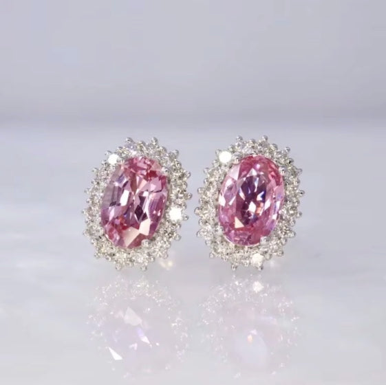 Padparadscha Pink Sapphire Diamond Stud Earrings, Padparadscha Pink Sapphire Jewelry, Natural Padparadscha Pink Sapphire Earrings, Padparadscha Sapphire Earrings, 19k Gold Pink Sapphire Earrings, Pink Sapphire Diamond Earrings, Natural Pink Sapphire Earrings 18k Gold, 18k White Gold PinkSapphire Earrings, natural Pink Sapphire Earrings, Oval Cut Pink Sapphire Earrings, 18k White Gold Sapphire Earrings, 18k White Gold Sapphire Earrings with Diamond, Gift For Wife Pink Sapphire