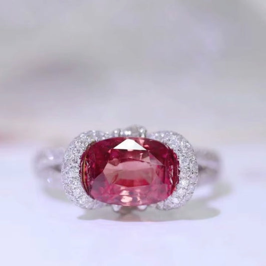 3.42Ct Natural Pink Padparadscha Sapphire & Diamond Ring 18K White Gold, Pink Sapphire Ring, Padparadscha Sapphire, Padparadscha Sapphire Wedding Ring, Padparadscha Sapphire Engagement Ring, Padparadscha Sapphire & Diamond Ring, Padparadscha Sapphire and Diamond Wedding Ring, Natural Padparadscha Sapphire Ring, Padparadscha Sapphire Jewelry, 18k Gold Padparadscha Sapphire Ring, Women's Pink Padparadscha Sapphire Ring, White Gold Padparadscha Sapphire Ring