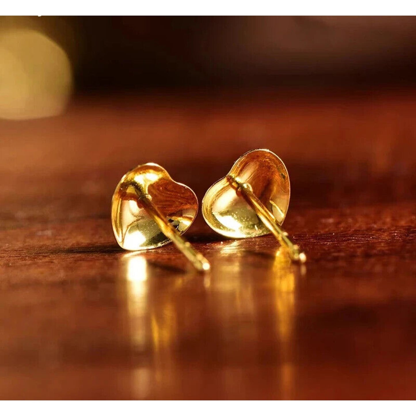 18k Gold Textured Heart Stud Earrings, Au750 Heart Earrings, Yellow Gold Heart