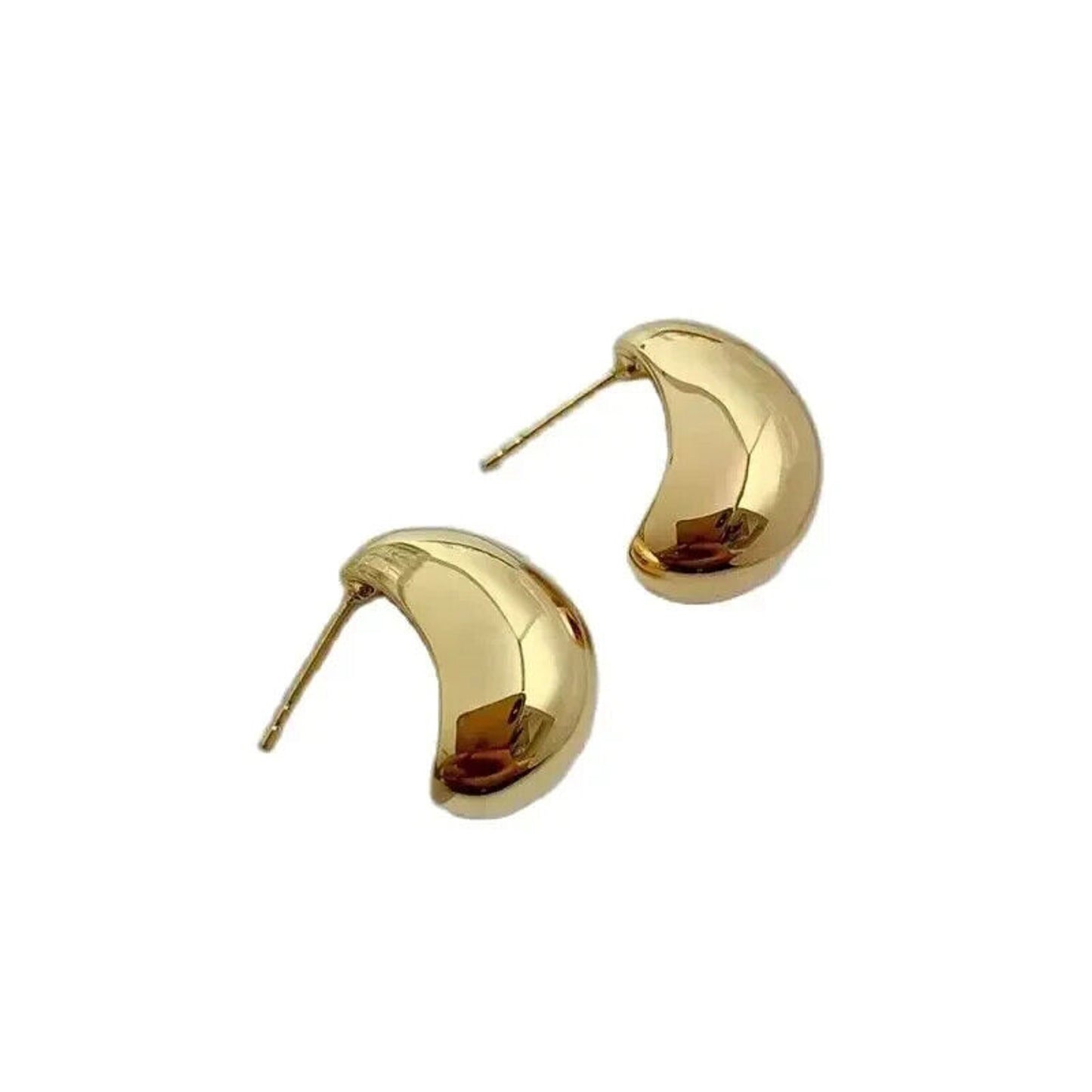 18k Yellow Gold Half Hoop Earrings, 18k Solid Yellow Gold Earrings Au750