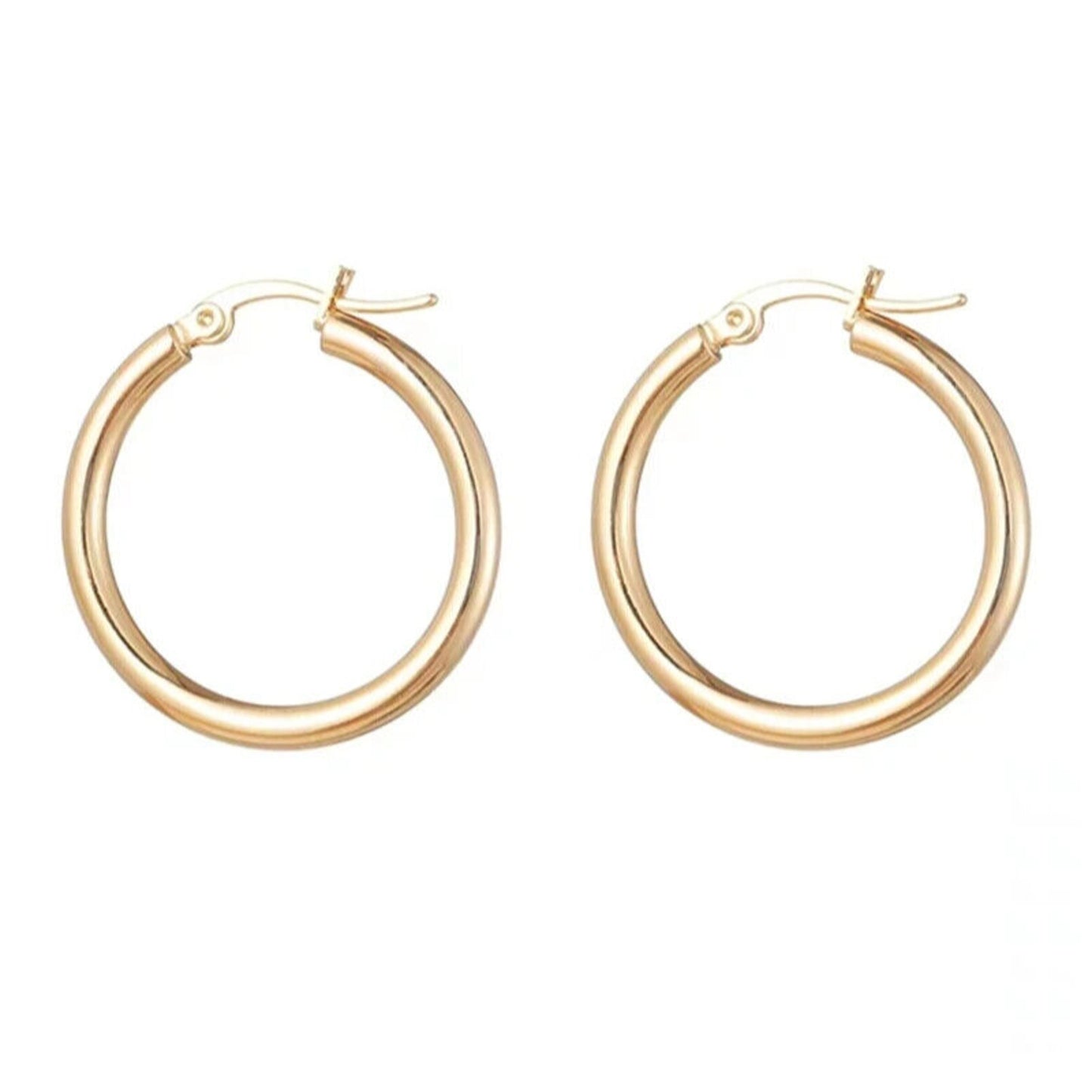 18k Yellow Gold Hoop Earrings, Dainty Yellow Gold Hoop Earrings Au750 Yellow