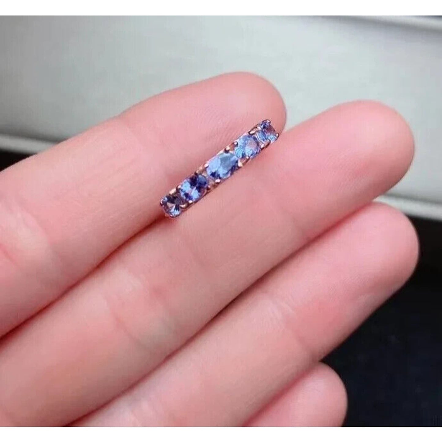 Natural Purple Tanzanite Dainty Band Ring 3x4mm