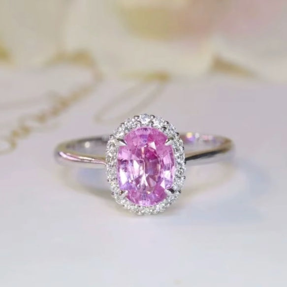 1.26Ct Pink Sapphire & Diamond Engagement Ring 18K White Gold, Light Pink Sapphire & Diamond Engagement Ring 18K Yellow Gold, Pink Sapphire Ring, Padparadscha Sapphire, Padparadscha Sapphire Wedding Ring, Padparadscha Sapphire Engagement Ring, Padparadscha Sapphire & Diamond Ring, Padparadscha Sapphire and Diamond Wedding Ring, Natural Padparadscha Sapphire Ring, Padparadscha Sapphire Jewelry, 18k Gold Padparadscha Sapphire Ring, Light Pink Sapphire Ring, White Gold Padparadscha Sapphire Ring