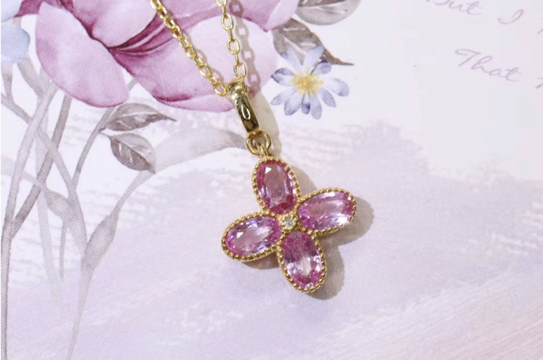 1.13Ct Pink Padparadscha Sapphire Flower Pendant Necklace 18K Yellow Gold,  Pink Sapphire & Diamond Pendant Necklace 18K White Gold, Pink Sapphire, Pink Sapphire Necklace, Pink Sapphire Pendant Necklace, Sapphire Necklace, Sapphire Pendant Necklace, White Gold Sapphire Pendant, White Gold Sapphire Necklace, Natural Sapphire, Natural Sapphire Pendant, Natural Pink Sapphire, Pink Sapphire, Pink Sapphire & Diamond, Sapphire & Diamond, Sapphire & Diamond Pendant, Natural Diamond and Sapphire, Sapphire Diamond