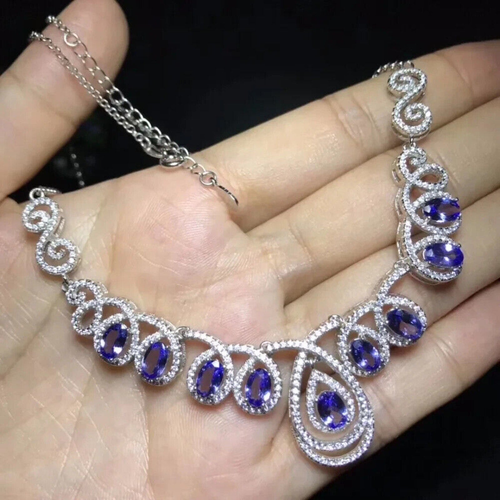 Tanzanite Necklace, Natural Tanzanite, Purple Tanzanite, Authentic Purple Tanzanite, Genuine Purple Tanzanite, Natural Tanzanite Jewelry, Tanzanite Statement Necklace, Tanzanite Pendant Necklace, Tanzanite Charm Necklace, Sterling Silver Tanzanite Necklace, Tanzanite Jewelry For Women