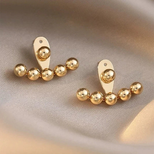 18k Gold Stud Earrings, Unique Round Ball Stud Earrings 18k Yellow Gold Au750