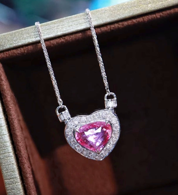 1.44Ct Natural Pink Sapphire Heart Pendant Necklace 18K White Gold, Pink Sapphire & Diamond Pendant Necklace 18K White Gold, Pink Sapphire, Pink Sapphire Necklace, Pink Sapphire Pendant Necklace, Sapphire Necklace, Sapphire Pendant Necklace, White Gold Sapphire Pendant, White Gold Sapphire Necklace, Natural Sapphire, Natural Sapphire Pendant, Natural Pink Sapphire, Pink Sapphire, Pink Sapphire & Diamond, Sapphire & Diamond, Sapphire & Diamond Pendant, Natural Diamond and Sapphire, Sapphire Diamond Pendant