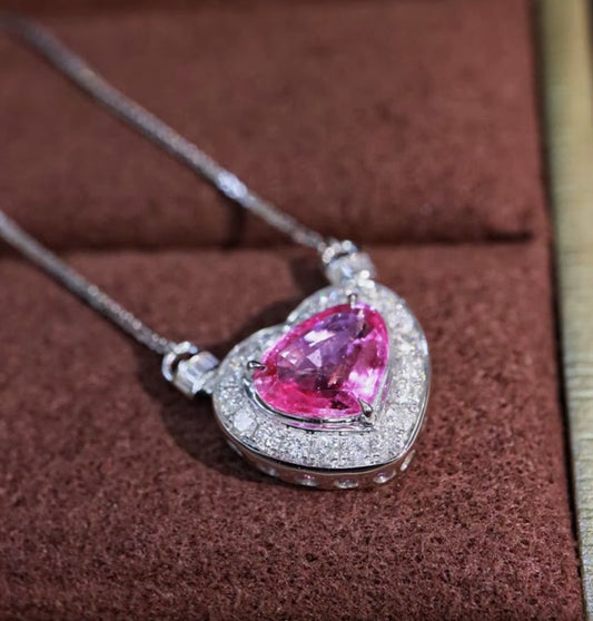 1.44Ct Natural Pink Sapphire Heart Pendant Necklace 18K White Gold, Pink Sapphire & Diamond Pendant Necklace 18K White Gold, Pink Sapphire, Pink Sapphire Necklace, Pink Sapphire Pendant Necklace, Sapphire Necklace, Sapphire Pendant Necklace, White Gold Sapphire Pendant, White Gold Sapphire Necklace, Natural Sapphire, Natural Sapphire Pendant, Natural Pink Sapphire, Pink Sapphire, Pink Sapphire & Diamond, Sapphire & Diamond, Sapphire & Diamond Pendant, Natural Diamond and Sapphire, Sapphire Diamond Pendant