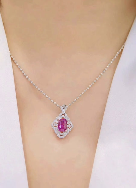 2.15Ct Natural Purple Sapphire & Diamond Pendant Necklace 18k White Gold, Purple Sapphire & Diamond Pendant Necklace 18k White Gold, Purple Sapphire Necklace, Purple Sapphire Pendant Necklace, Natural Sapphire, Natural Purple Sapphire, Natural Sapphire Pendant, Natural Sapphire Necklace, 18k White Gold, 18k Gold, Gold Sapphire Pendant, Pink Sapphire, Pink Sapphire Pendant, Genuine Sapphire, Sapphire Necklace, Natural Diamond, Diamond Gemstone Pendant, Gemstone Diamond Pendant, Sapphire Jewelry, Sapphire