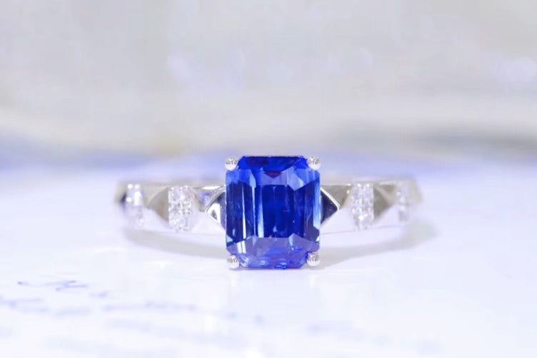 1.11Ct Vivid Blue Sapphire & Diamond Engagement Ring 18k White Gold, Sapphire Engagement Ring, Sapphire Wedding Ring, Bright Blue Sapphire Ring, Sapphire & Diamond Ring, Sapphire and Diamond Ring, Sapphire Ring 18k Gold, 18k White Gold Sapphire Diamond Ring, Blue Cornflower Sapphire Ring, Cornflower Sapphire, VVS1 Cornflower Sapphire Ring, Cornflower Sapphire Engagement Ring, Bright Blue Sapphire Engagement Ring 18k Gold, 18k Gold Sapphire Ring, 18k Gold Sapphire & Diamond Ring, Natural Sapphire & Diamond