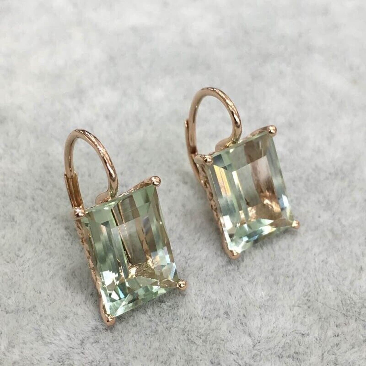 Natural Green Amethyst Earrings 8 CT, Green Amethyst/ Prasiolite Jewelry