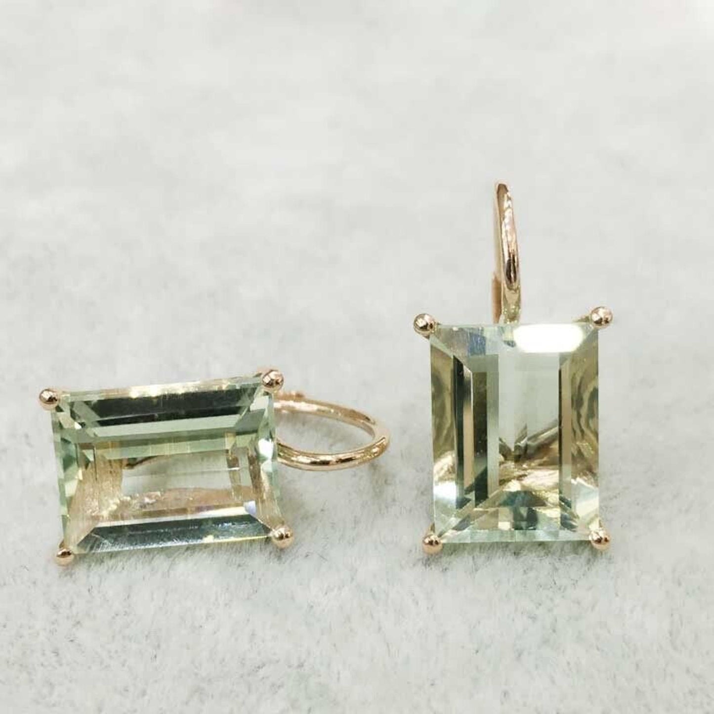 Natural Green Amethyst Earrings 8 CT, Green Amethyst/ Prasiolite Jewelry