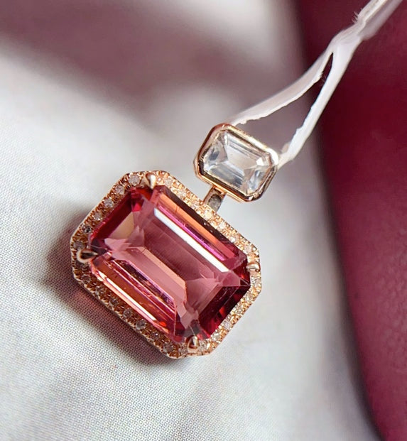 2Ct Natural Pink Tourmaline Pendant Necklace 18k Rose Gold, Natural Pink Tourmaline Pendant Necklace, Pink Tourmaline Pendant, Pink Tourmaline Necklace, Pink Tourmaline, Natural Pink Tourmaline, Tourmaline, Brazilian Tourmaline, Natural Tourmaline, Pendant Necklace, 18k Rose Gold, 18k Gold, Natural Tourmaline Pendant Necklace, Emerald Cut Tourmaline, Tourmaline Jewelry For Women, Natural Tourmaline Jewelry, 18k Gold Tourmaline Necklace, Pink Tourmaline Necklace