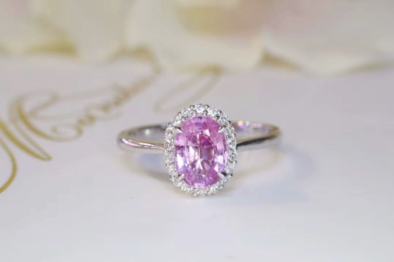 1.26Ct Pink Sapphire & Diamond Engagement Ring 18K White Gold, Light Pink Sapphire & Diamond Engagement Ring 18K Yellow Gold, Pink Sapphire Ring, Padparadscha Sapphire, Padparadscha Sapphire Wedding Ring, Padparadscha Sapphire Engagement Ring, Padparadscha Sapphire & Diamond Ring, Padparadscha Sapphire and Diamond Wedding Ring, Natural Padparadscha Sapphire Ring, Padparadscha Sapphire Jewelry, 18k Gold Padparadscha Sapphire Ring, Light Pink Sapphire Ring, White Gold Padparadscha Sapphire Ring