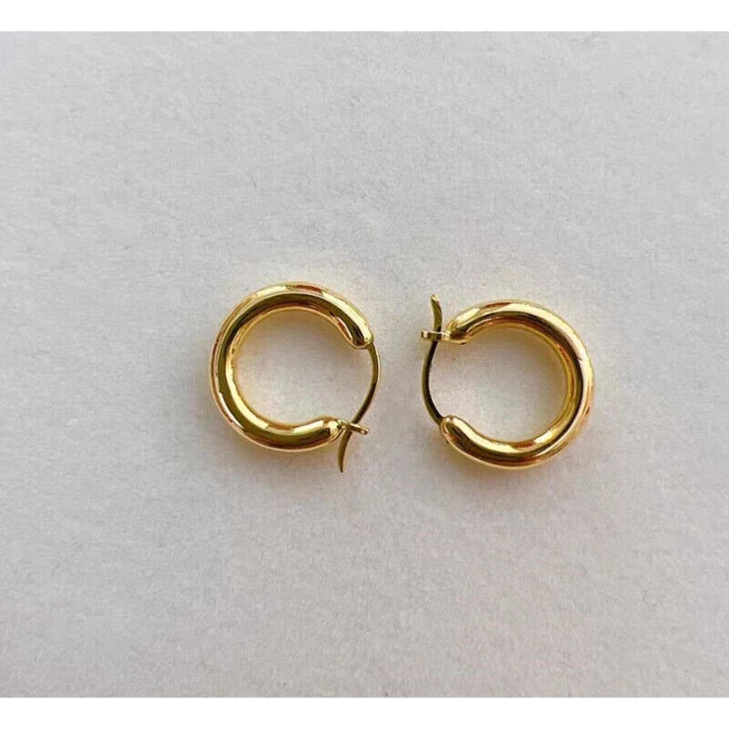 18k Yellow Gold Hoop Earrings, Small Yellow Gold Hoop Earrings Au750, Gold Hoops