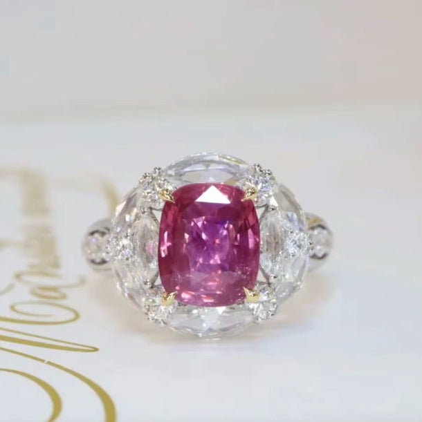 3.04Ct Pink Sapphire & Diamond Engagement Ring 18K White Gold, Pink Sapphire Ring, Padparadscha Sapphire, Padparadscha Sapphire Wedding Ring, Padparadscha Sapphire Engagement Ring, Padparadscha Sapphire & Diamond Ring, Padparadscha Sapphire and Diamond Wedding Ring, Natural Padparadscha Sapphire Ring, Padparadscha Sapphire Jewelry, 18k Gold Padparadscha Sapphire Ring, Women's Pink Padparadscha Sapphire Ring, White Gold Padparadscha Sapphire Ring