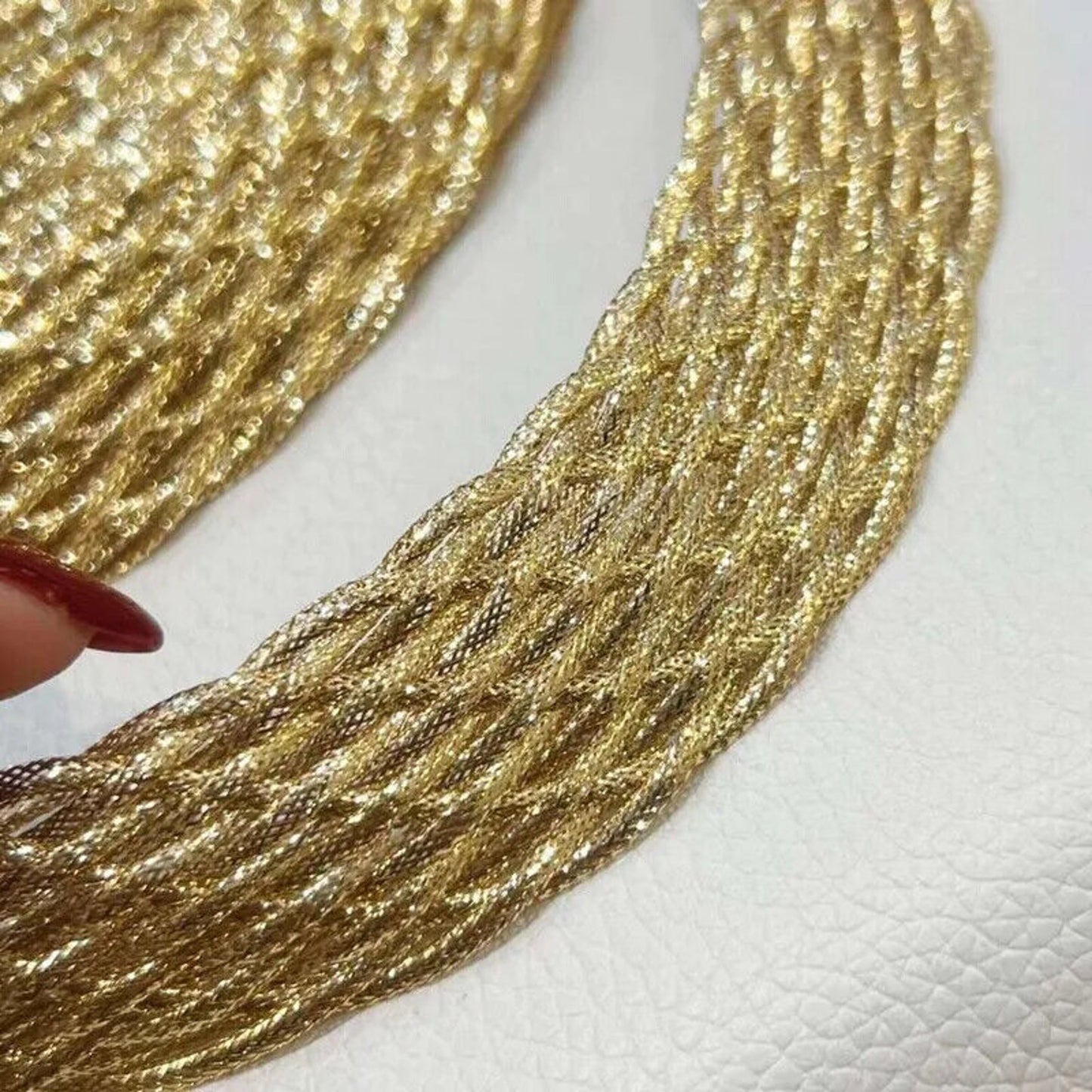 18k Gold Italian Woven Lace Jewelry, 18k Gold Woven Necklace, Woven Bracelet 18k